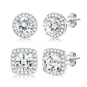 18K Gold Plated Halo‎ Stud Earrings